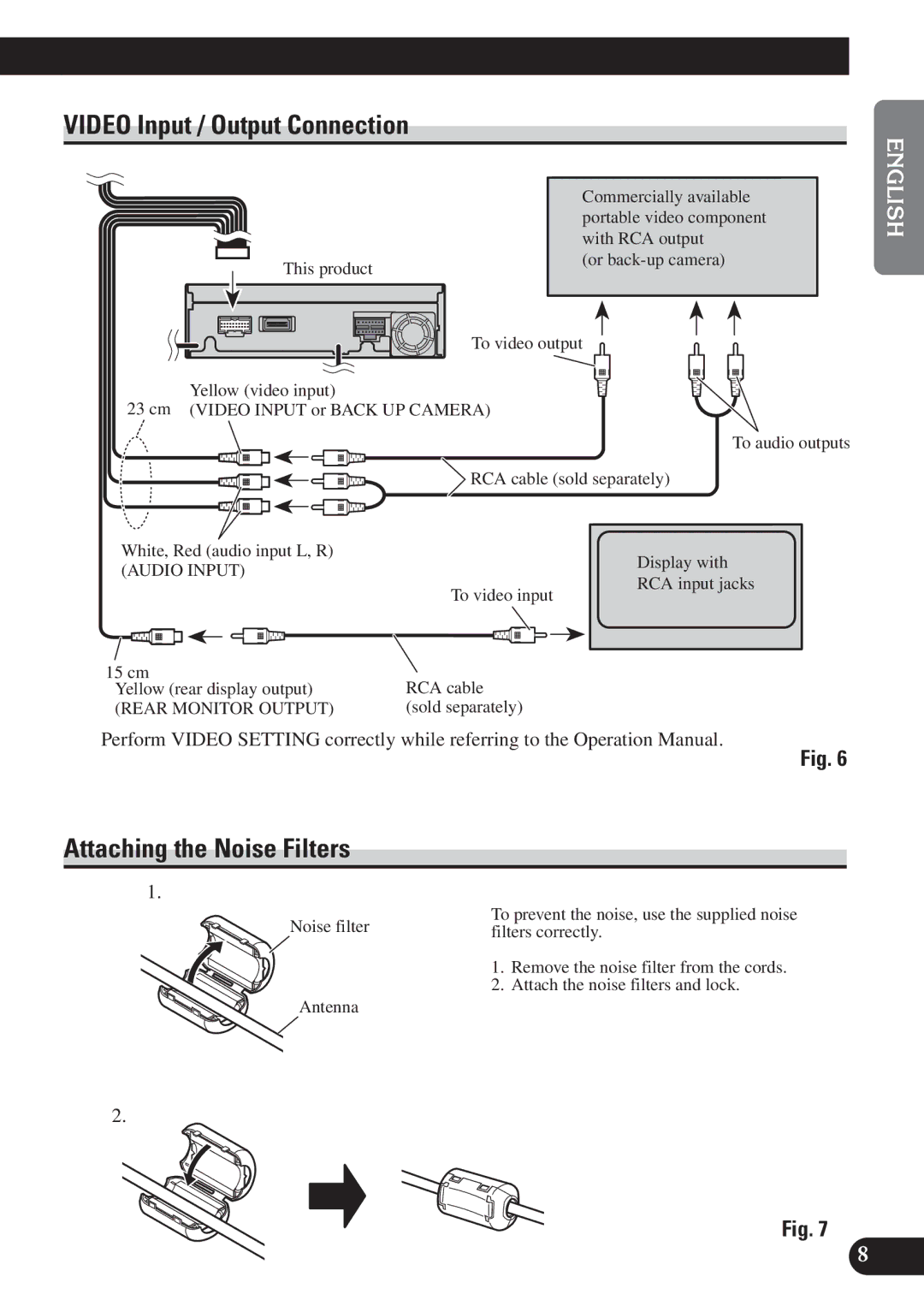 Pioneer AVH-P6400CD Video Input / Output Connection, Attaching the Noise Filters, Español, Deutsch Fran Çais, Italiano 