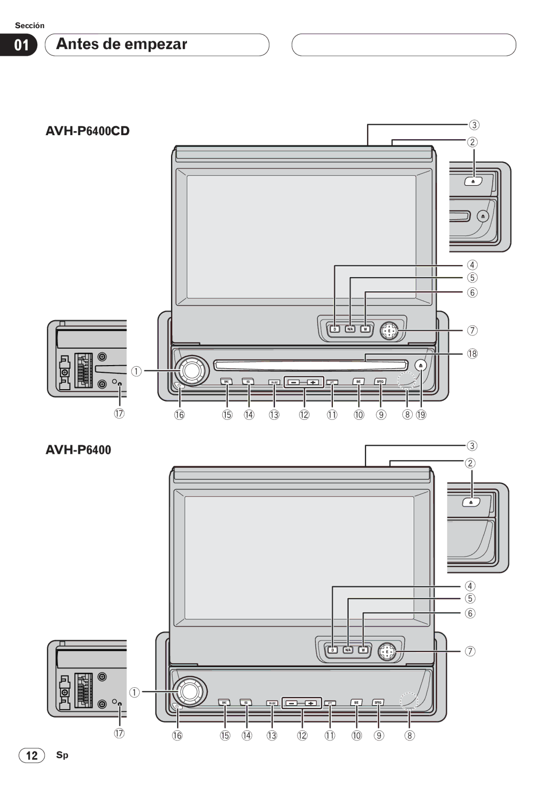 Pioneer AVH-P6400CD operation manual 12 Sp 