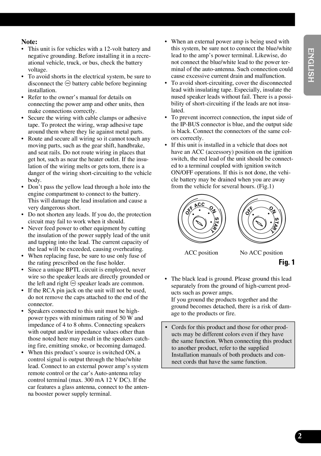 Pioneer AVH-P6450CD installation manual English Español Deutsch Français Italiano Nederlands 