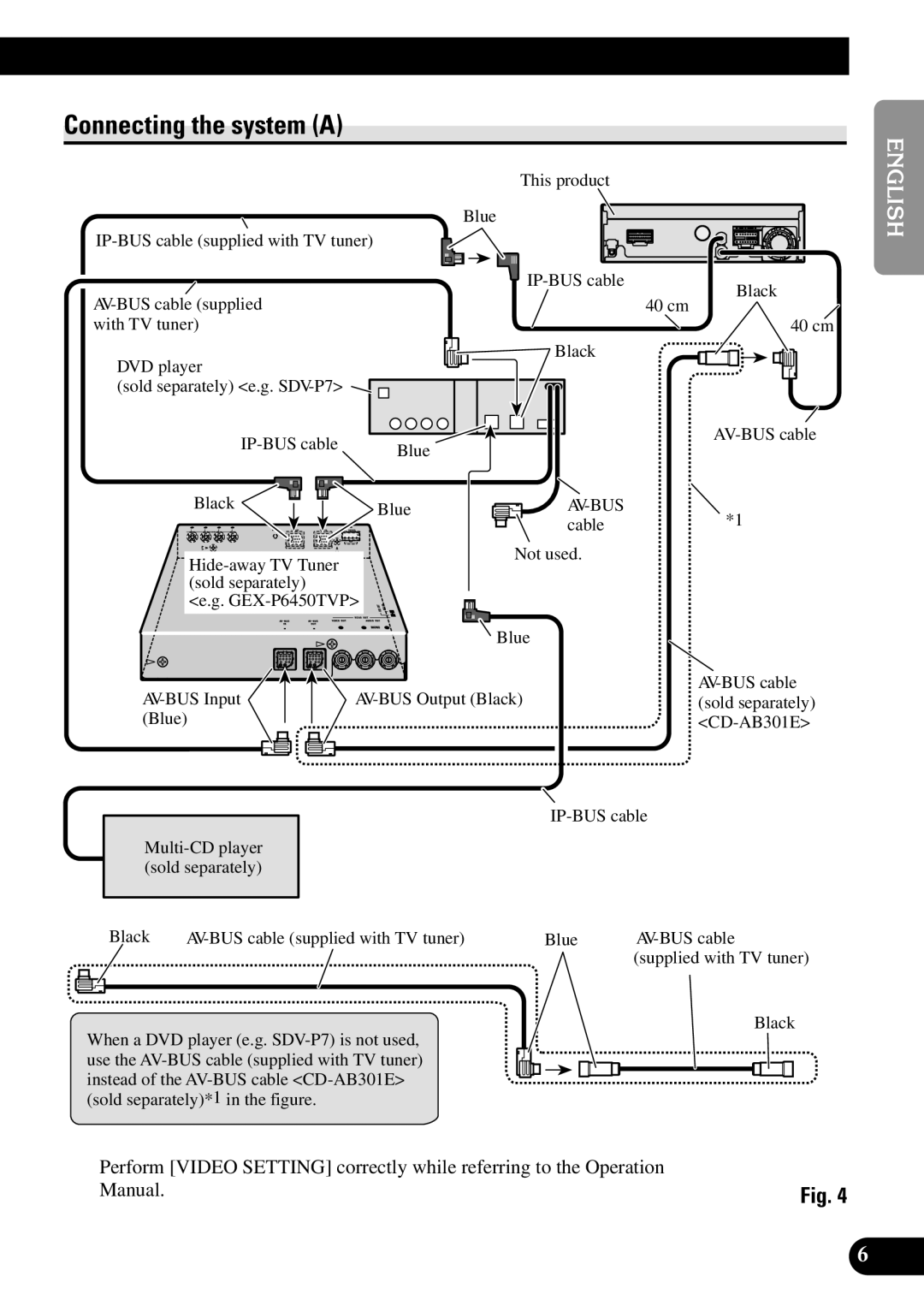 Pioneer AVH-P6450CD installation manual Connecting the system a, English Español, Français, Italiano Nederlands 