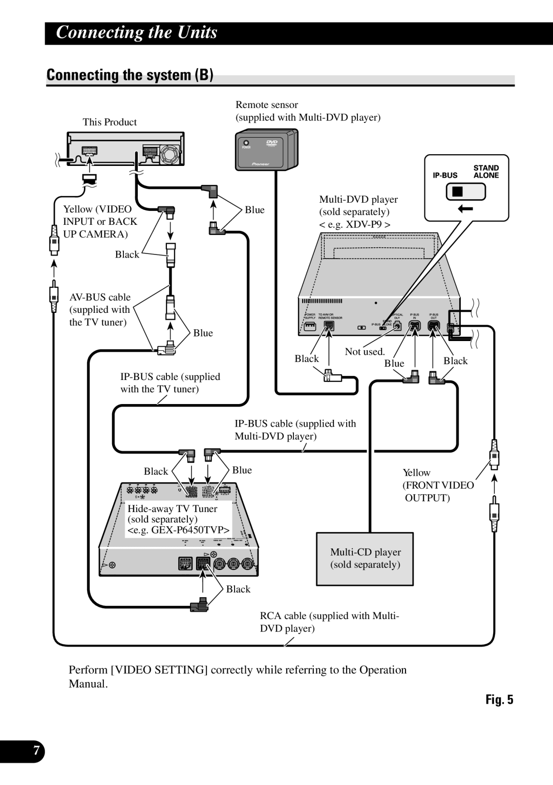 Pioneer AVH-P6450CD installation manual Connecting the system B 