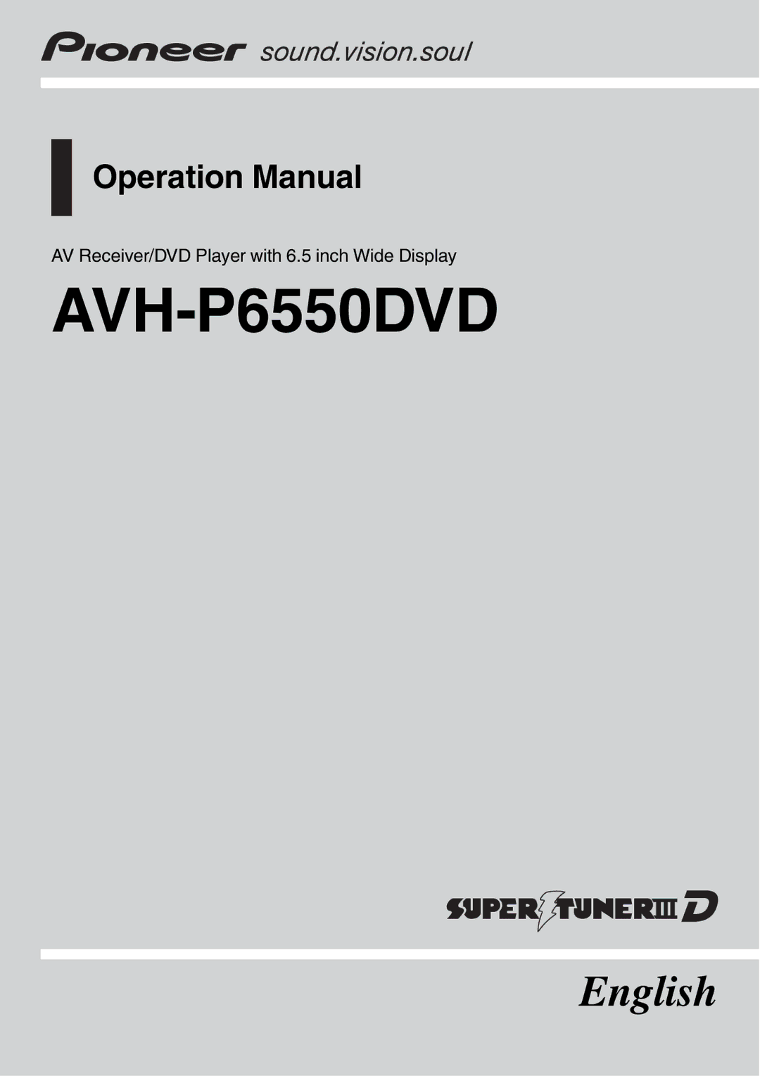 Pioneer AVH-P6550DVD operation manual 