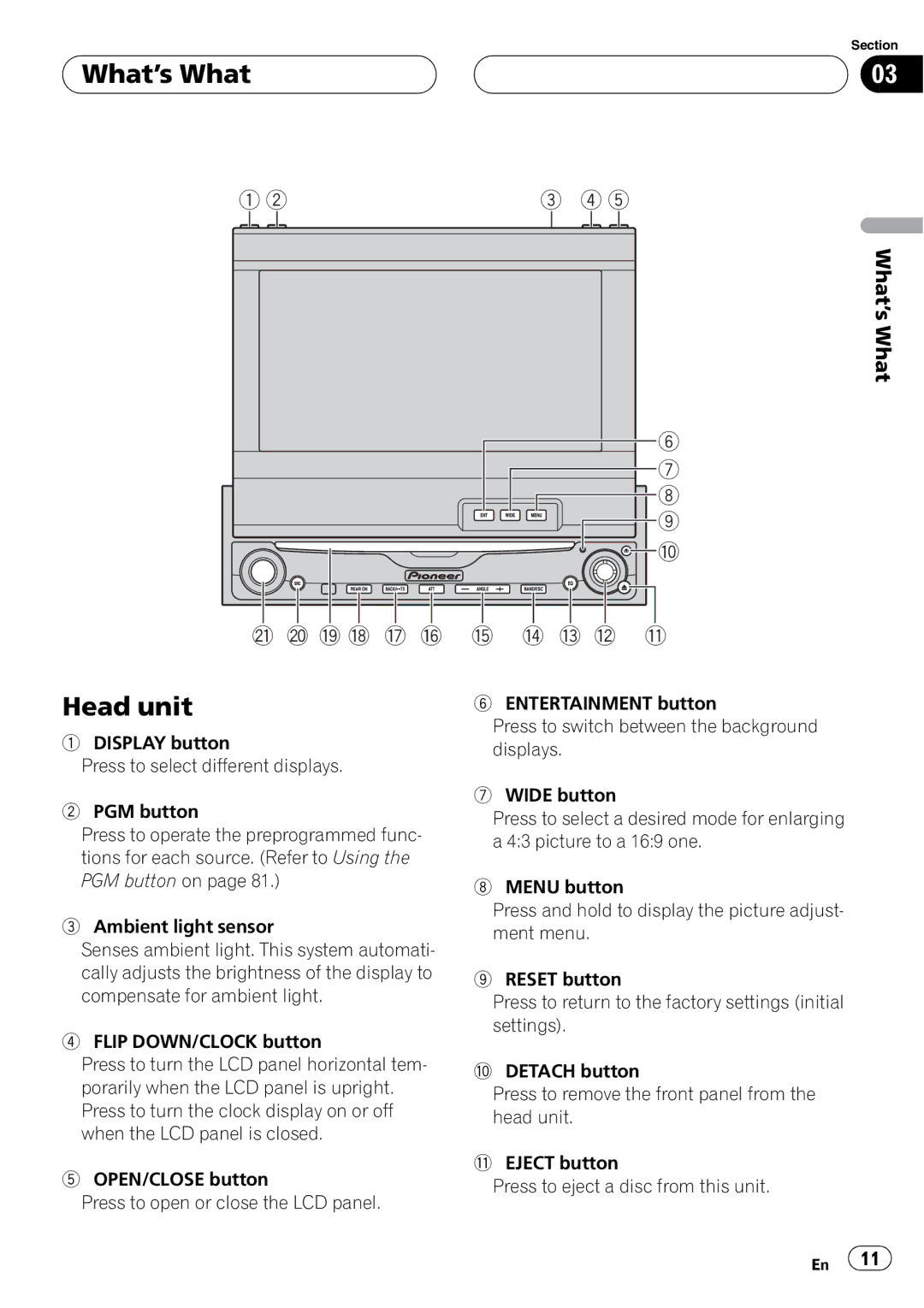 Pioneer AVH-P6550DVD operation manual J i h g f e d c b 