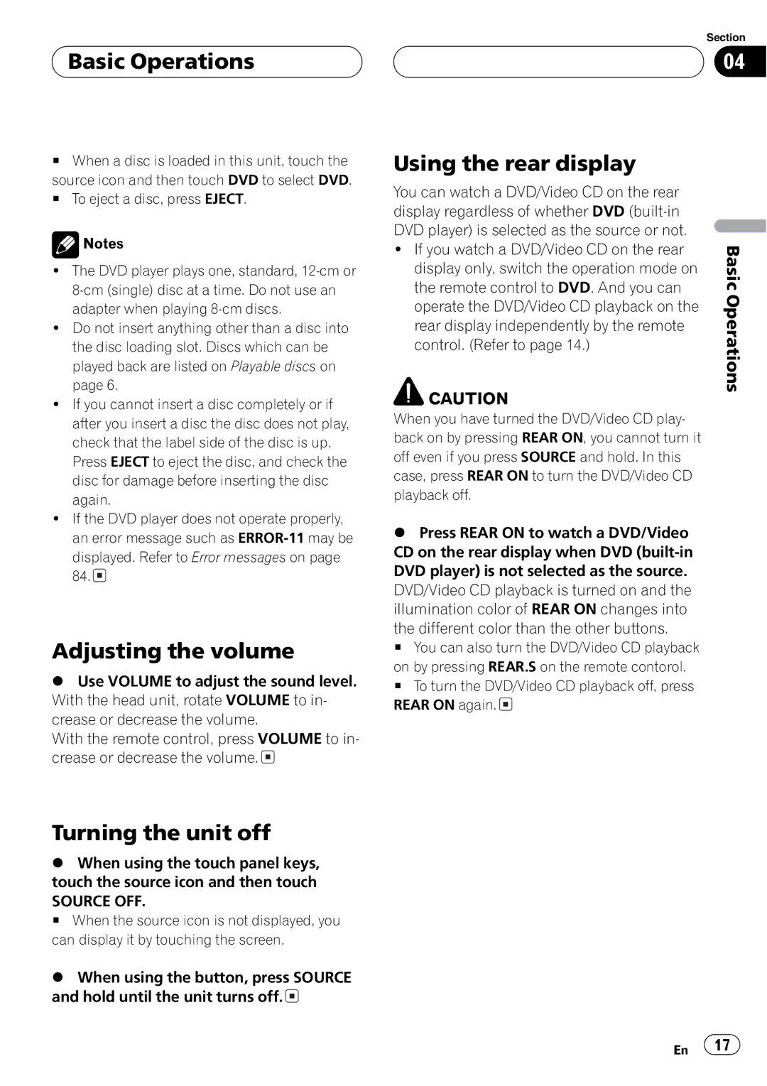 Pioneer AVH-P6550DVD operation manual 