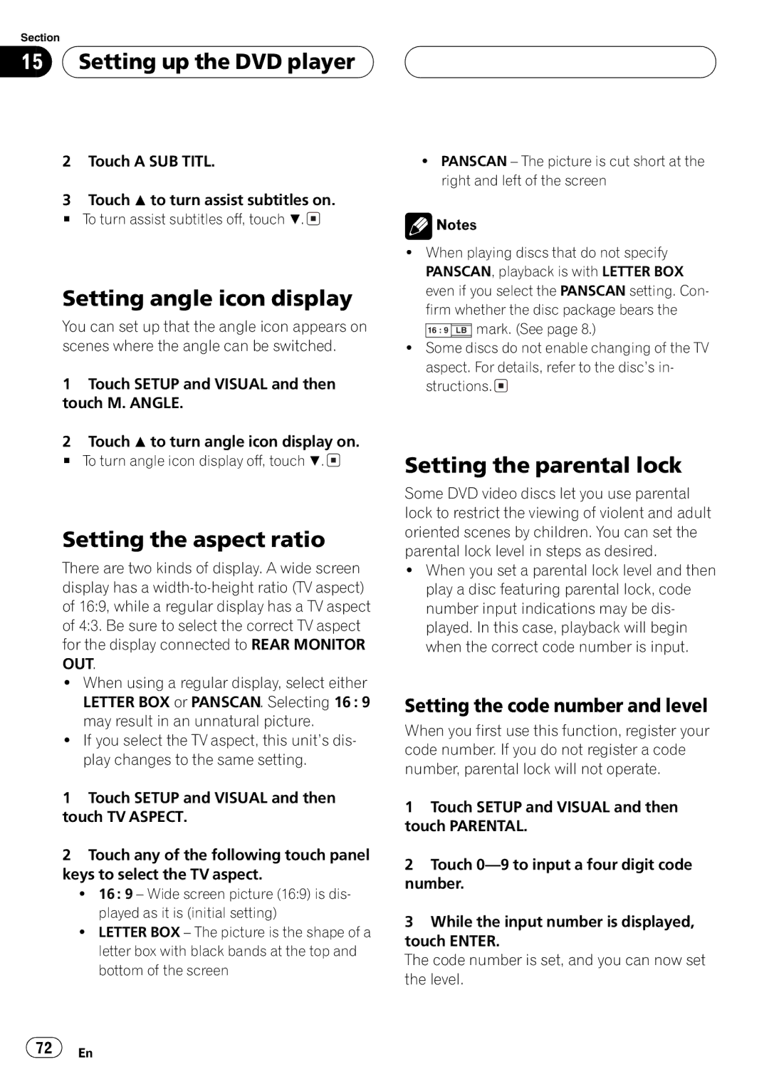 Pioneer AVH-P6550DVD operation manual 16 9 LB 