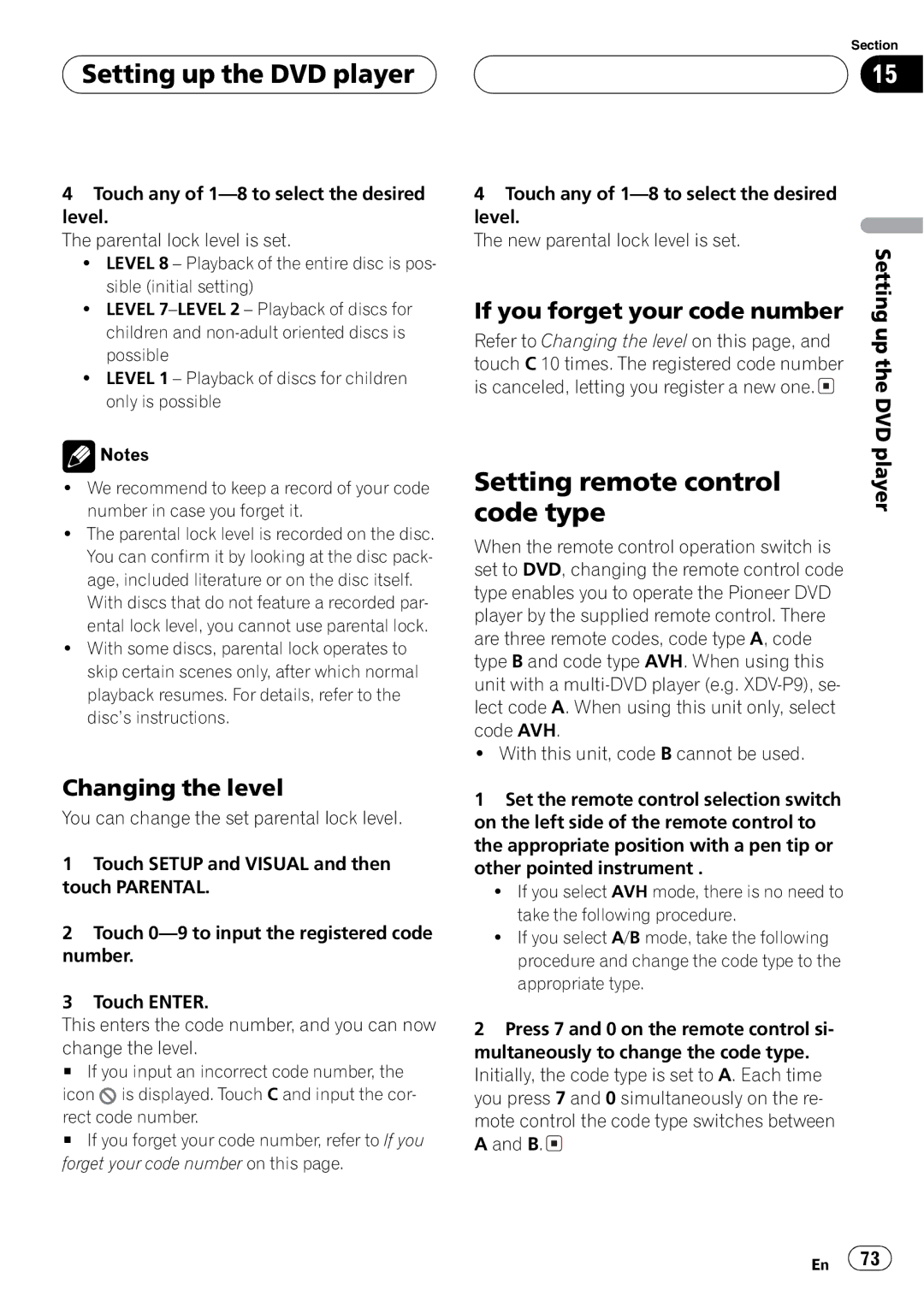 Pioneer AVH-P6550DVD operation manual 