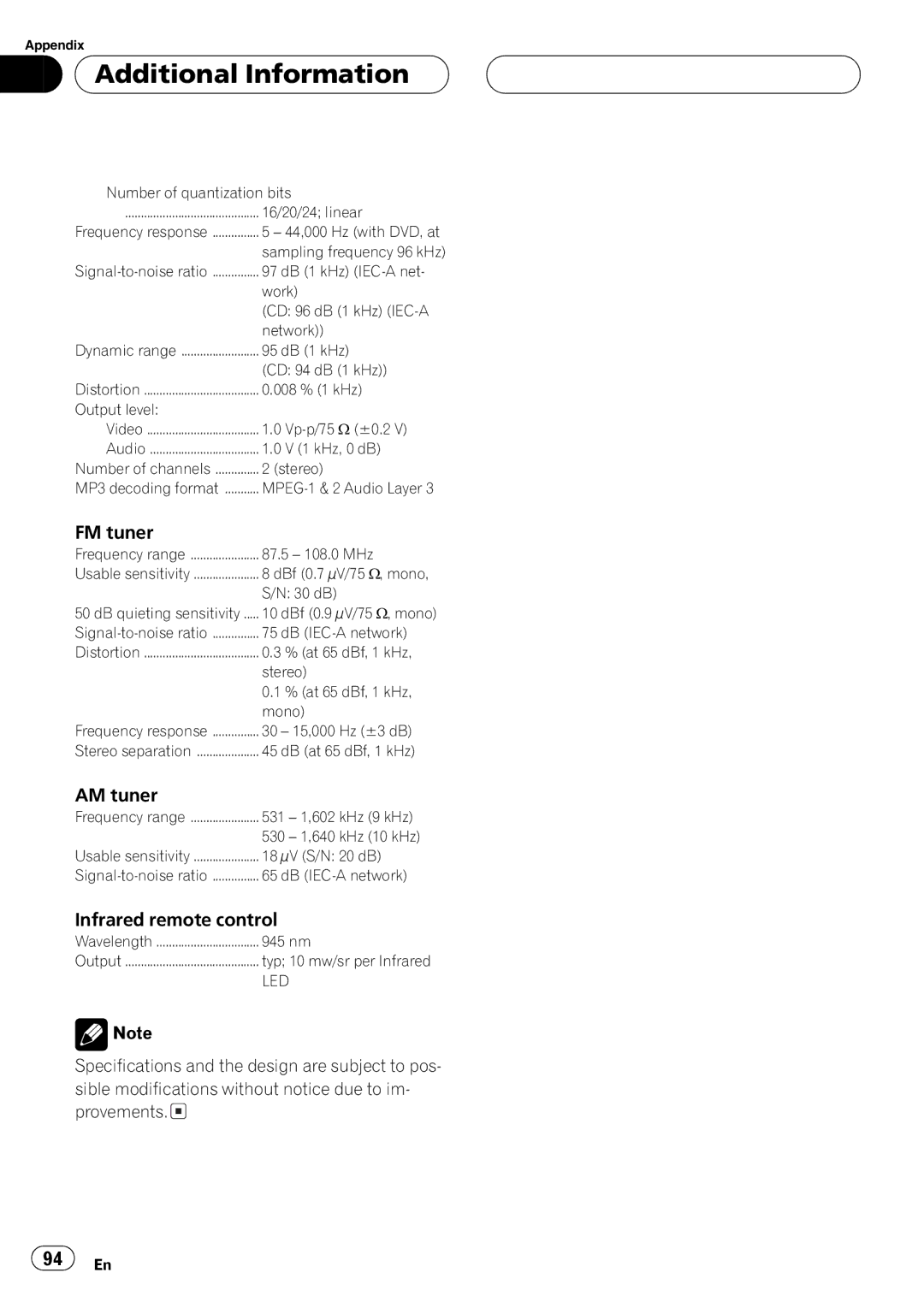 Pioneer AVH-P6550DVD operation manual 