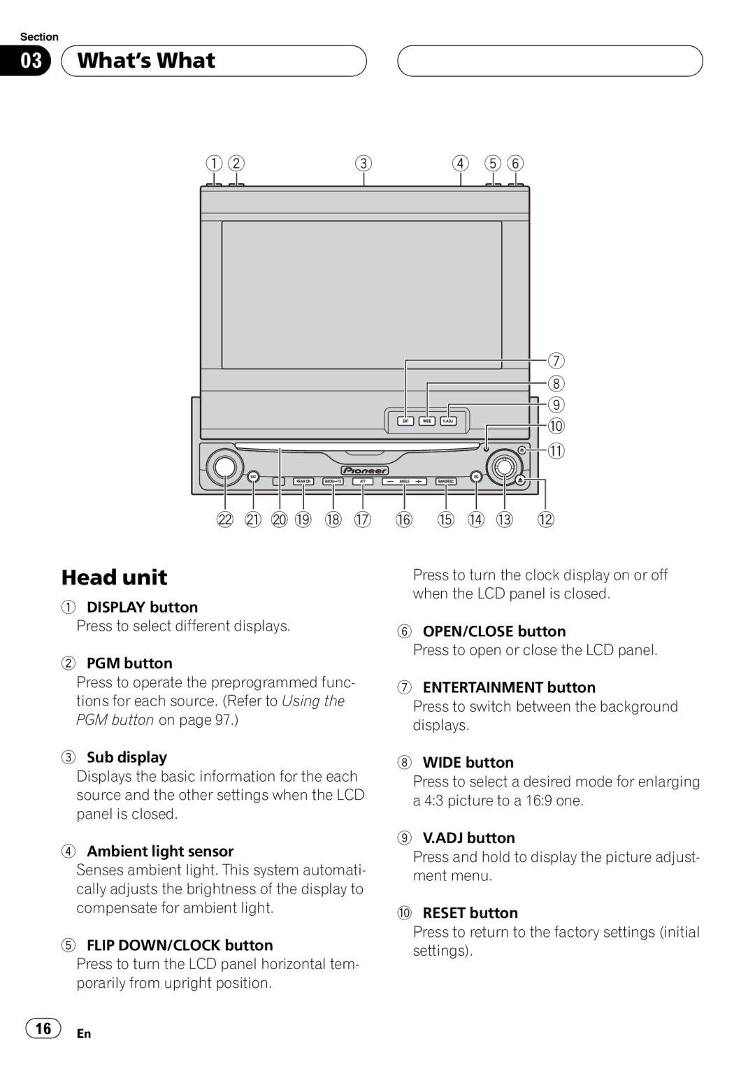 Pioneer AVH-P6600DVD operation manual K j i h g f e d c 