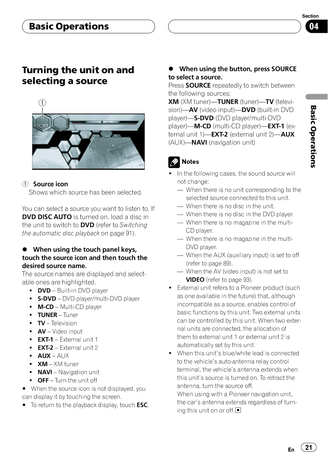 Pioneer AVH-P6600DVD operation manual 