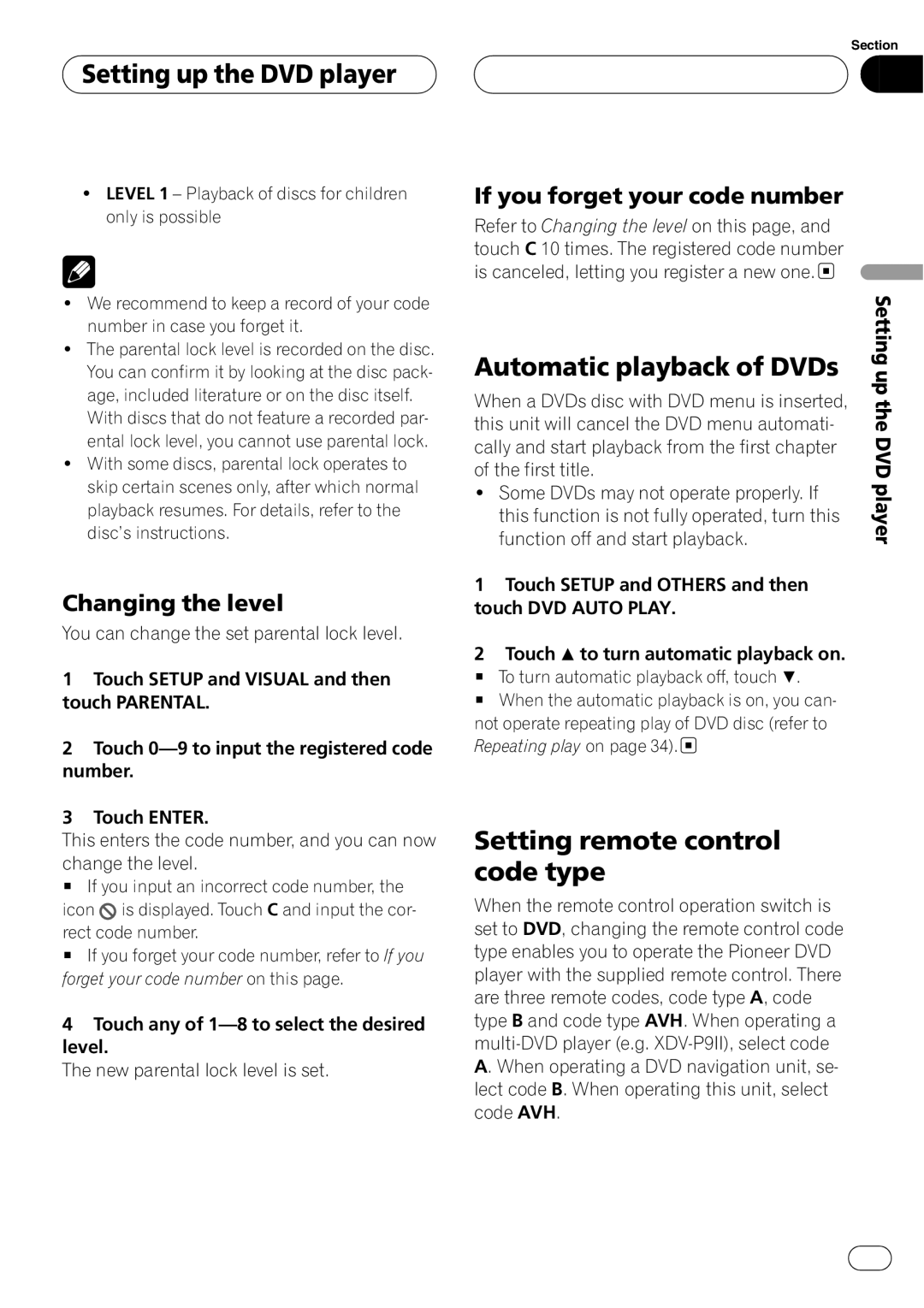 Pioneer AVH-P6600DVD operation manual 