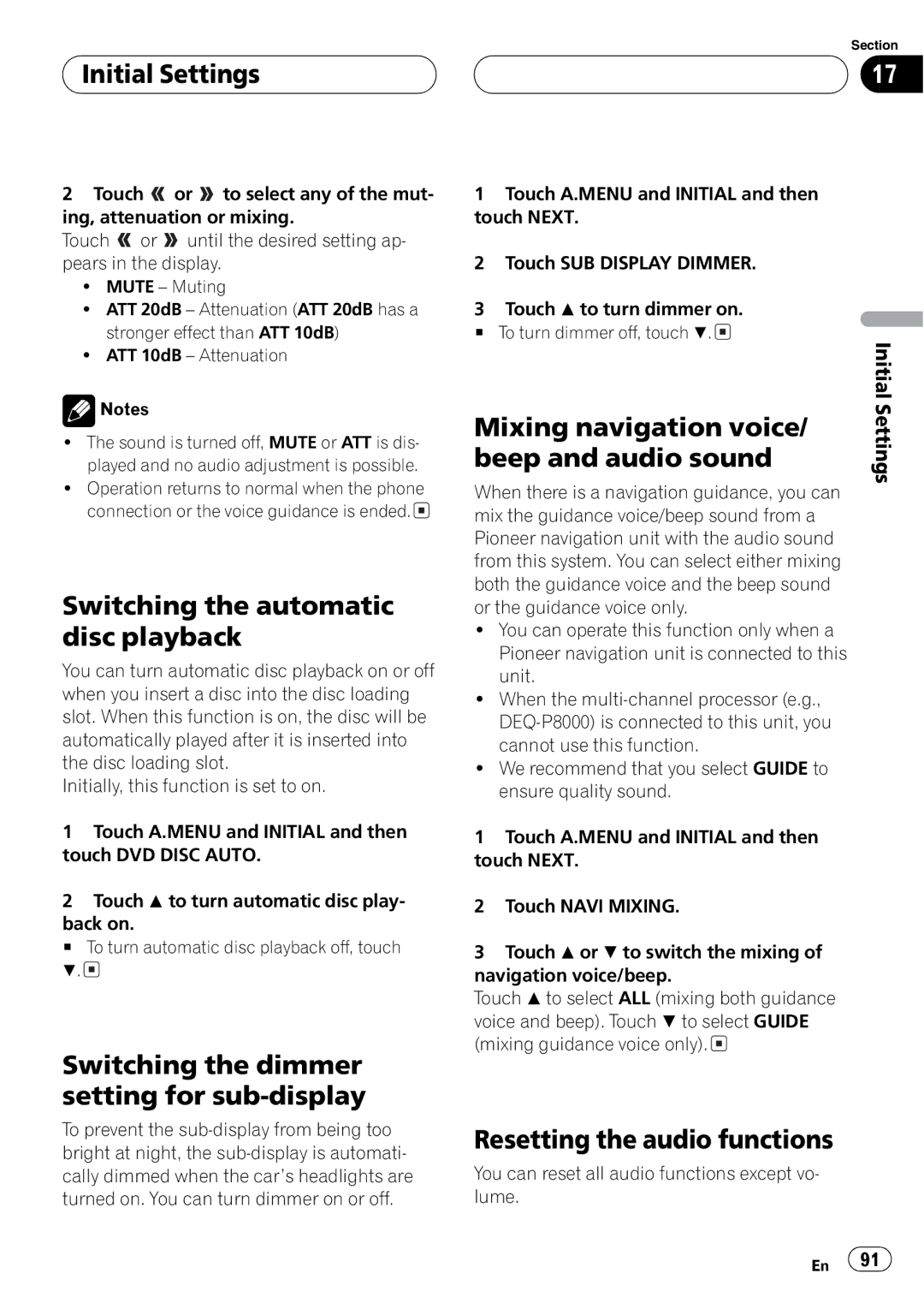 Pioneer AVH-P6600DVD operation manual 