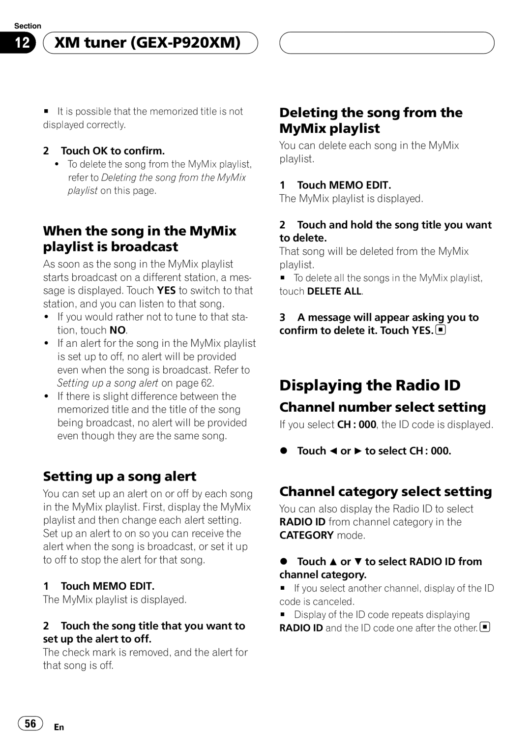 Pioneer AVH-P6800DVD operation manual Displaying the Radio ID 