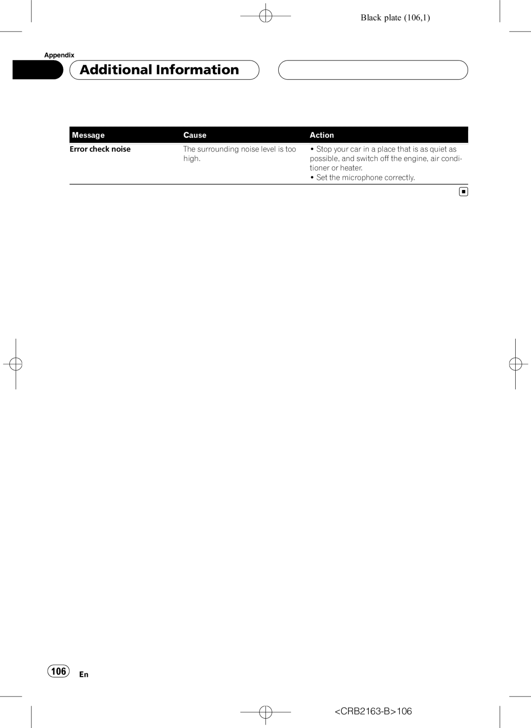 Pioneer AVH-P6850DVD operation manual 106 En, CRB2163-B106 