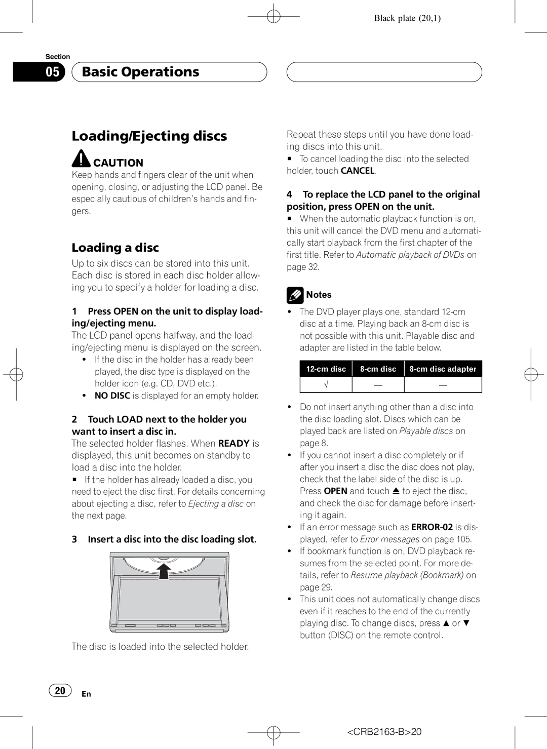 Pioneer AVH-P6850DVD operation manual Basic Operations Loading/Ejecting discs, Loading a disc 