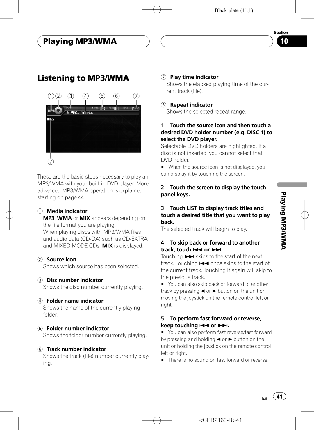 Pioneer AVH-P6850DVD operation manual Playing MP3/WMA Listening to MP3/WMA, 12 3 4 5 6 