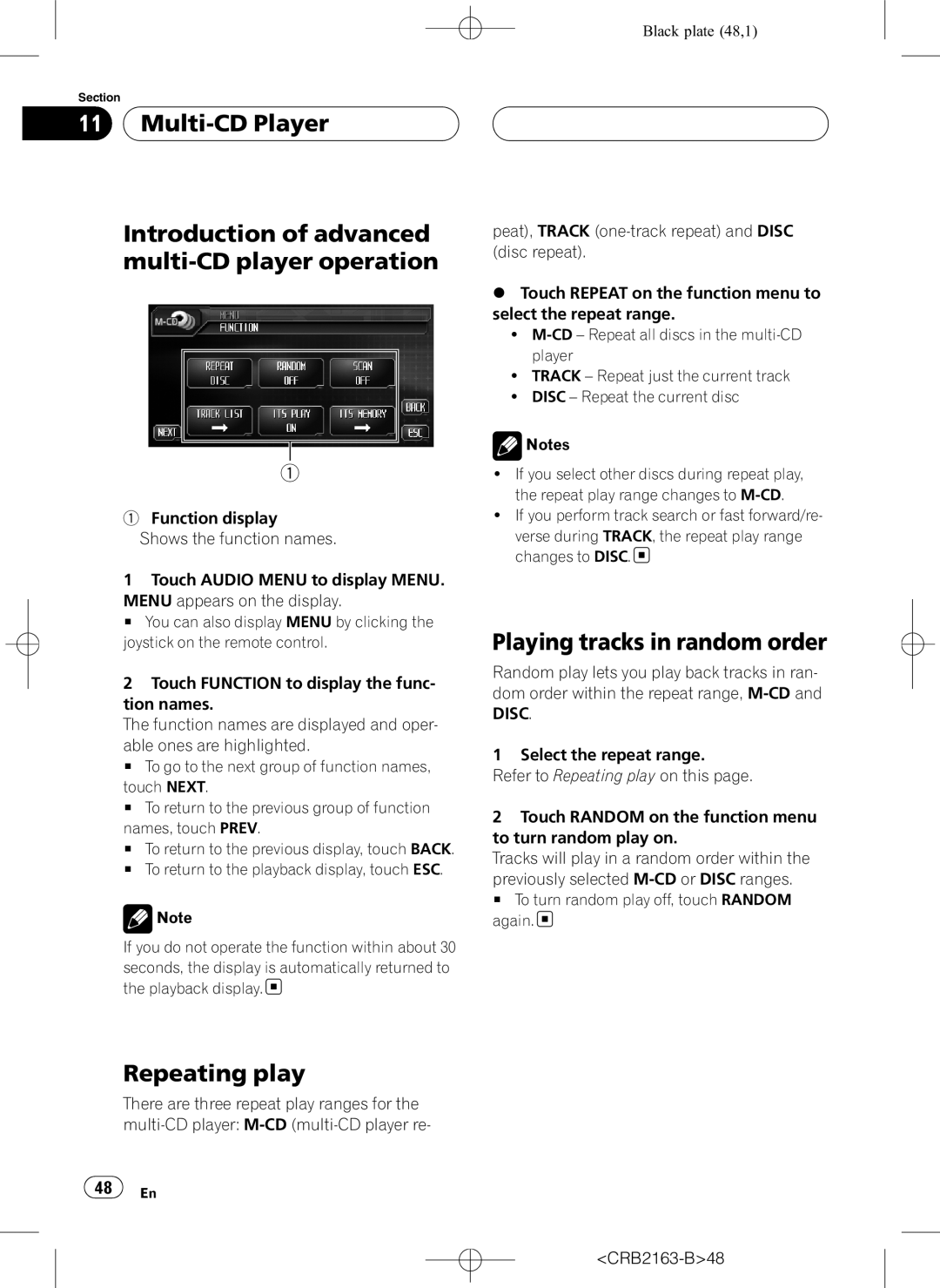 Pioneer AVH-P6850DVD operation manual Playing tracks in random order, CRB2163-B48 