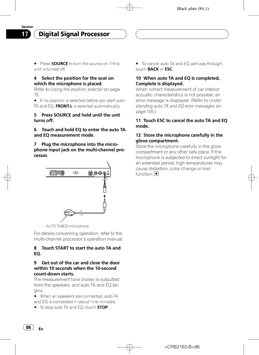 Pioneer AVH-P6850DVD operation manual # To stop auto TA and EQ, touch Stop 