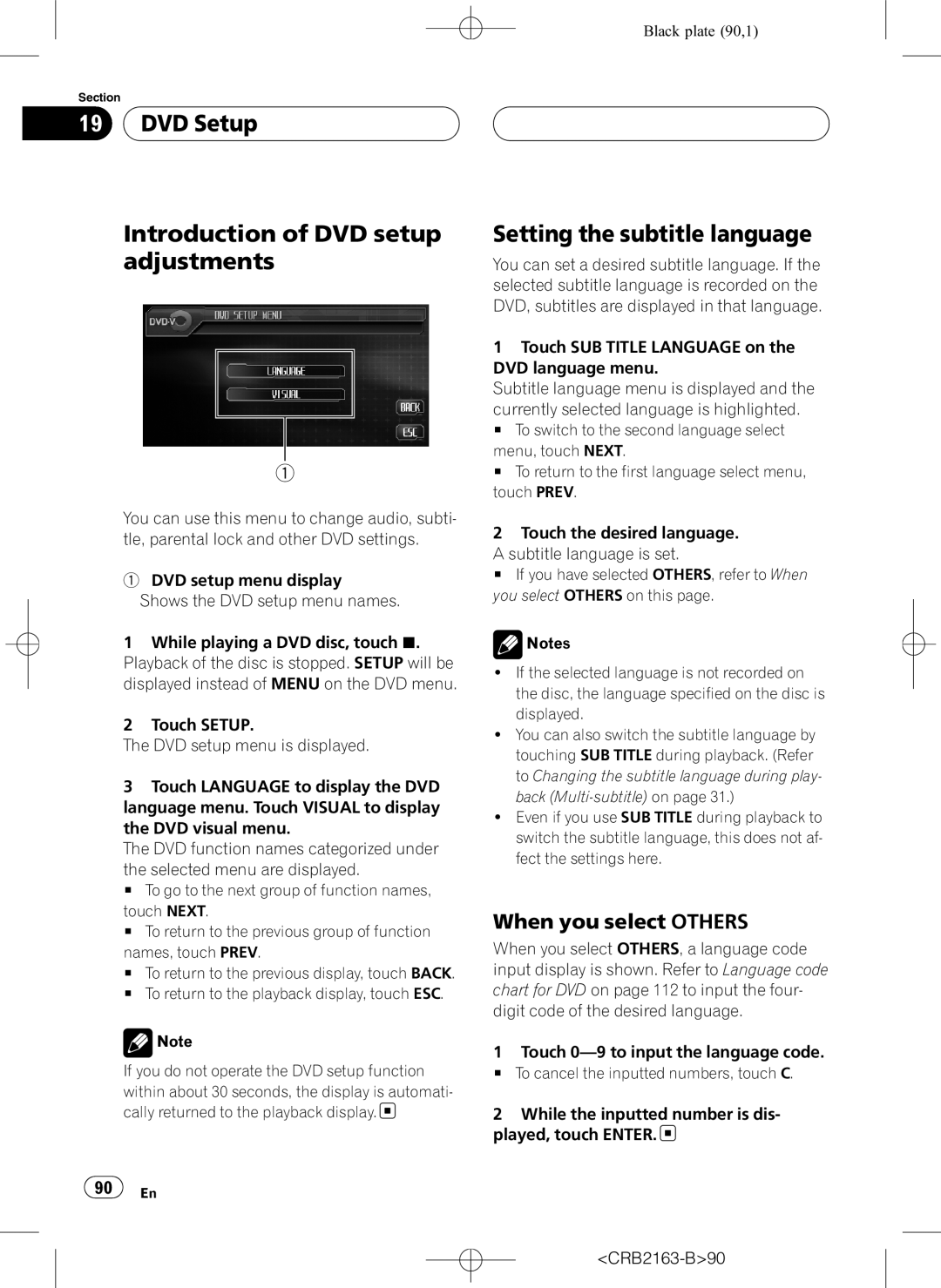 Pioneer AVH-P6850DVD operation manual DVD Setup Introduction of DVD setup adjustments, Setting the subtitle language 