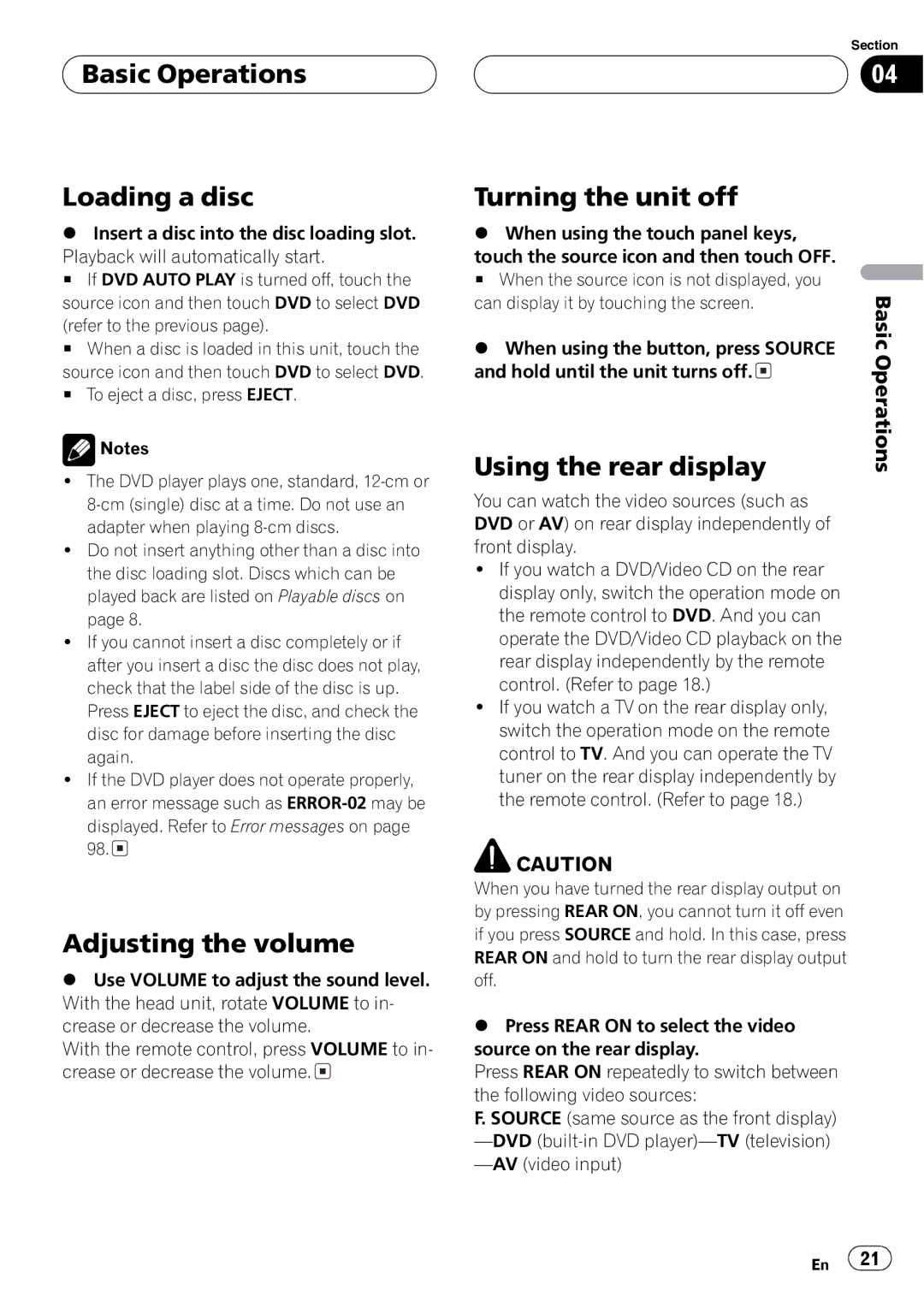 Pioneer AVH-P7500DVD operation manual 