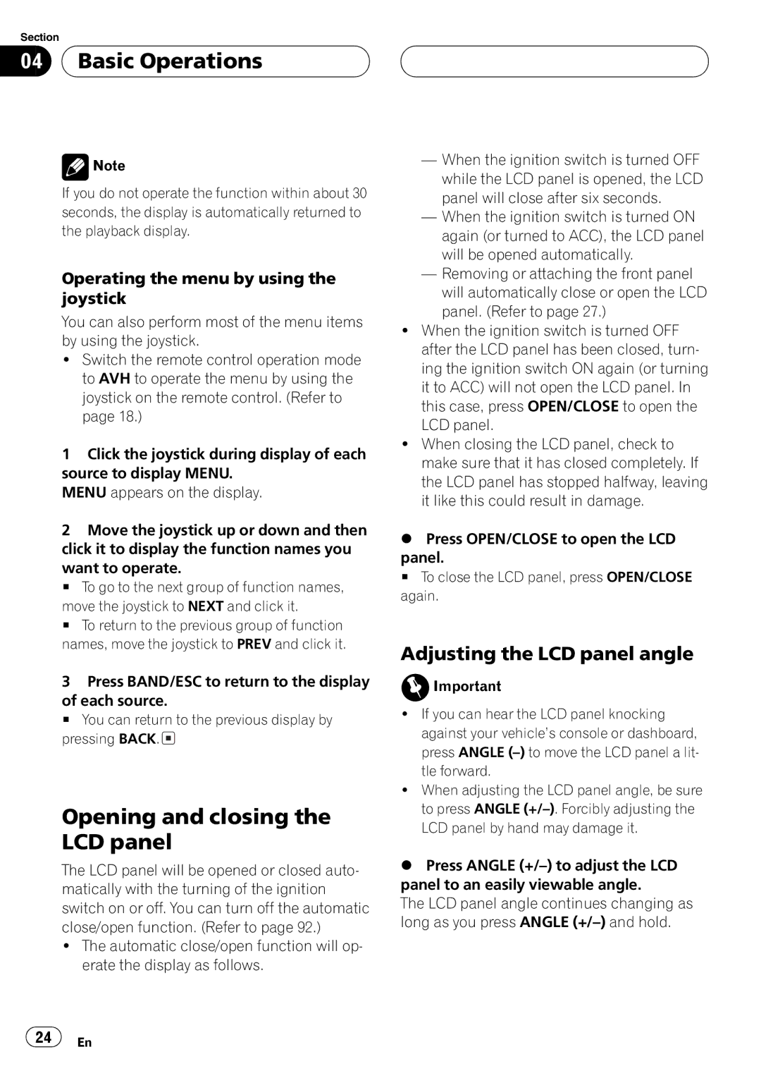 Pioneer AVH-P7500DVD operation manual 