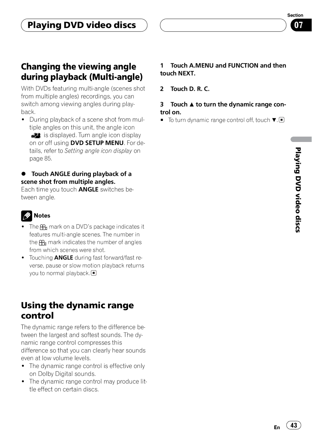 Pioneer AVH-P7500DVD operation manual 