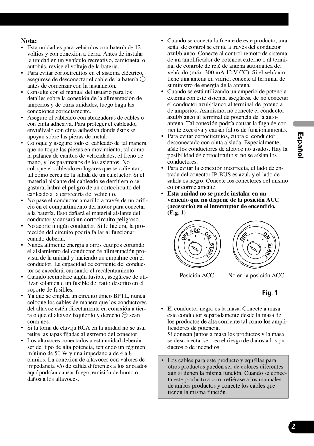 Pioneer AVH-P7550DVD installation manual English 