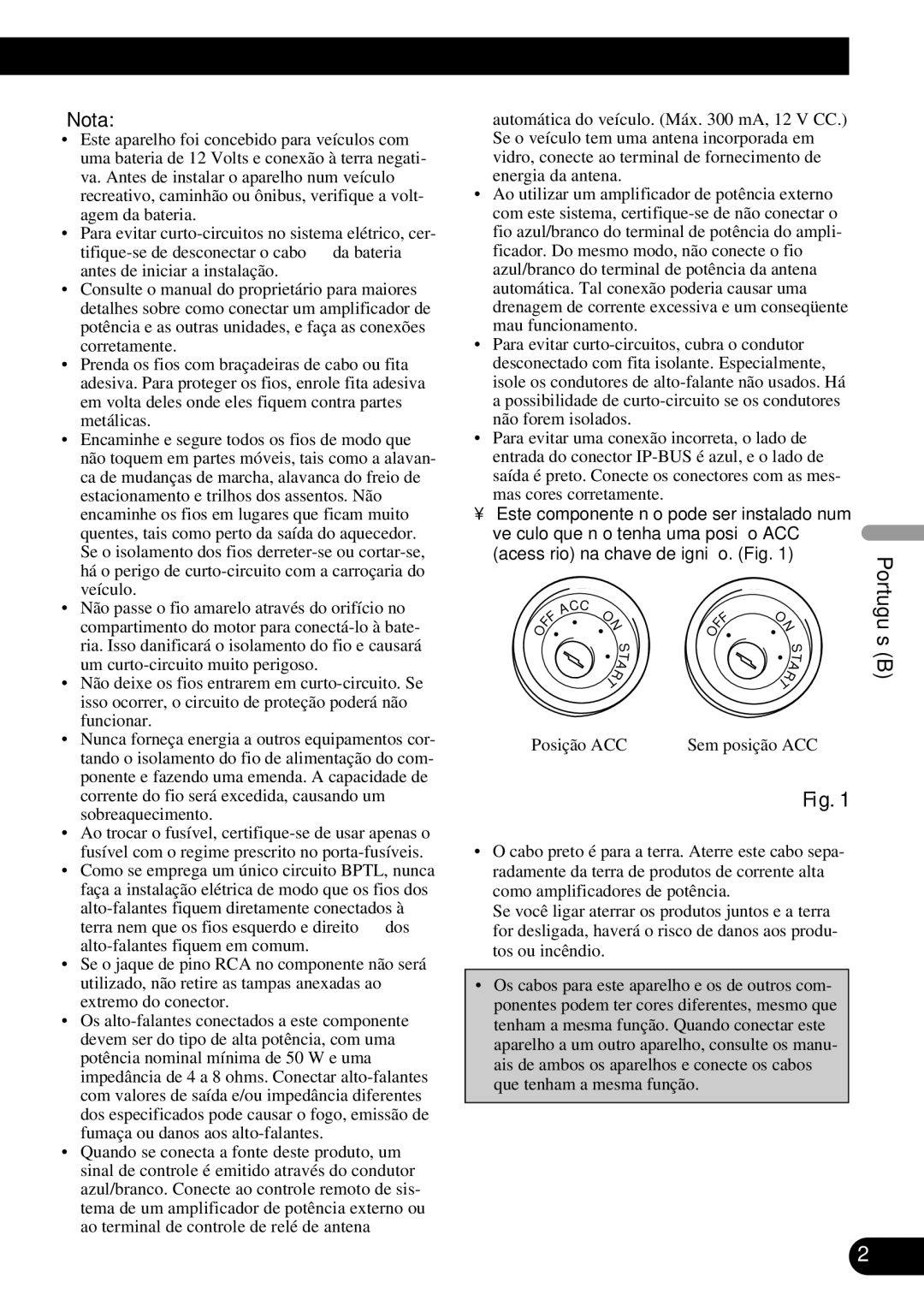 Pioneer AVH-P7550DVD installation manual English Español Português B Français Italiano Nederlands 