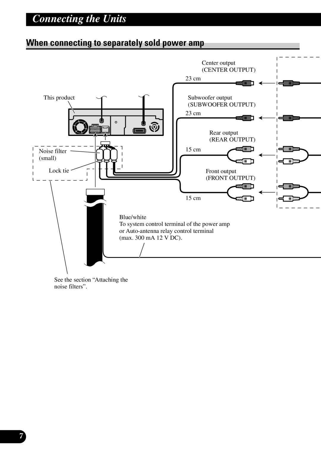 Pioneer AVH-P7550DVD installation manual When connecting to separately sold power amp, Front Output 