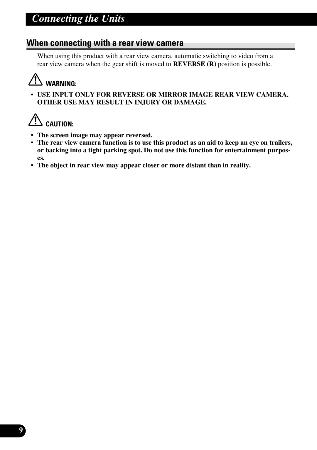 Pioneer AVH-P7600DVD installation manual When connecting with a rear view camera 