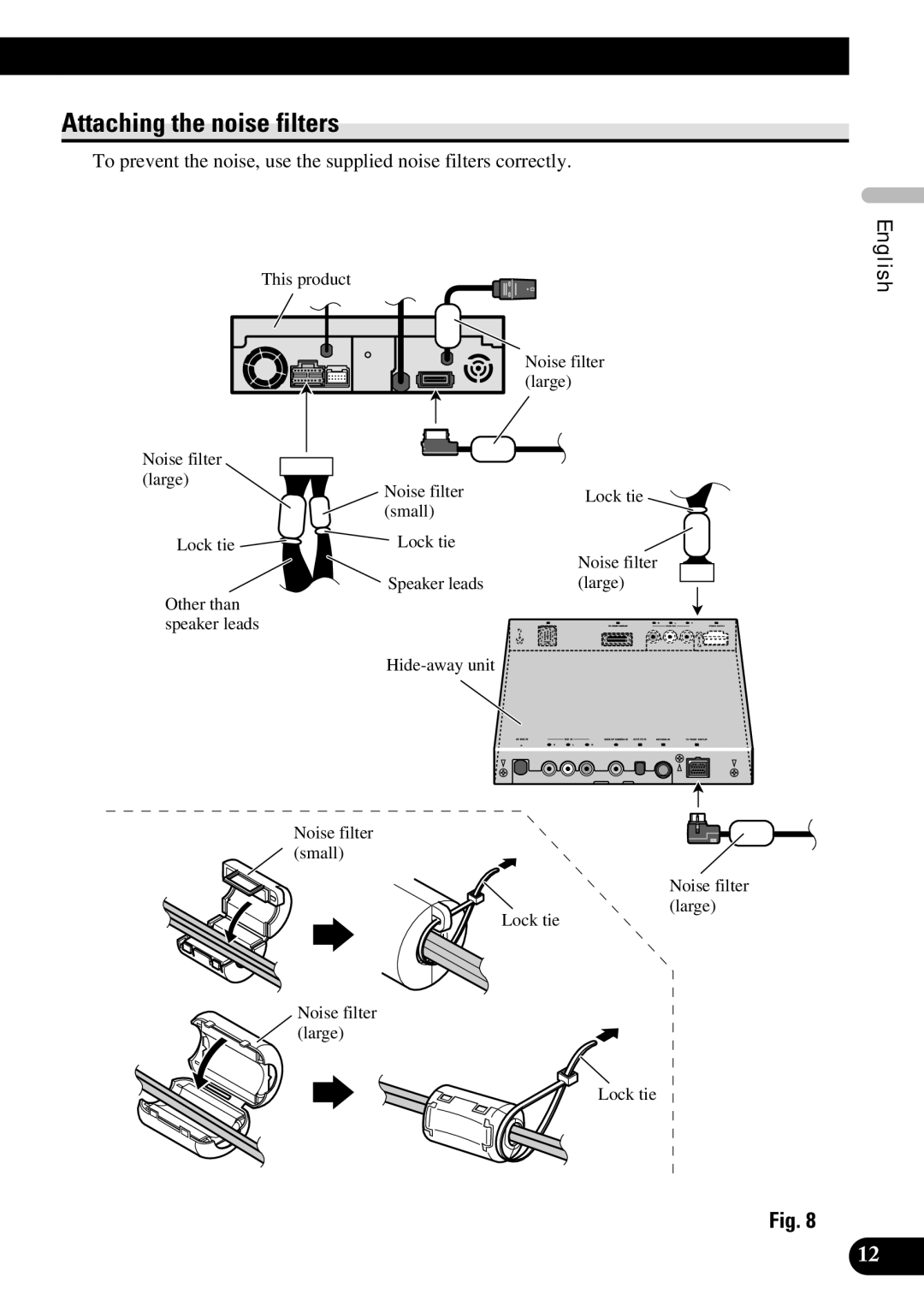 Pioneer AVH-P7600DVD installation manual Attaching the noise filters 