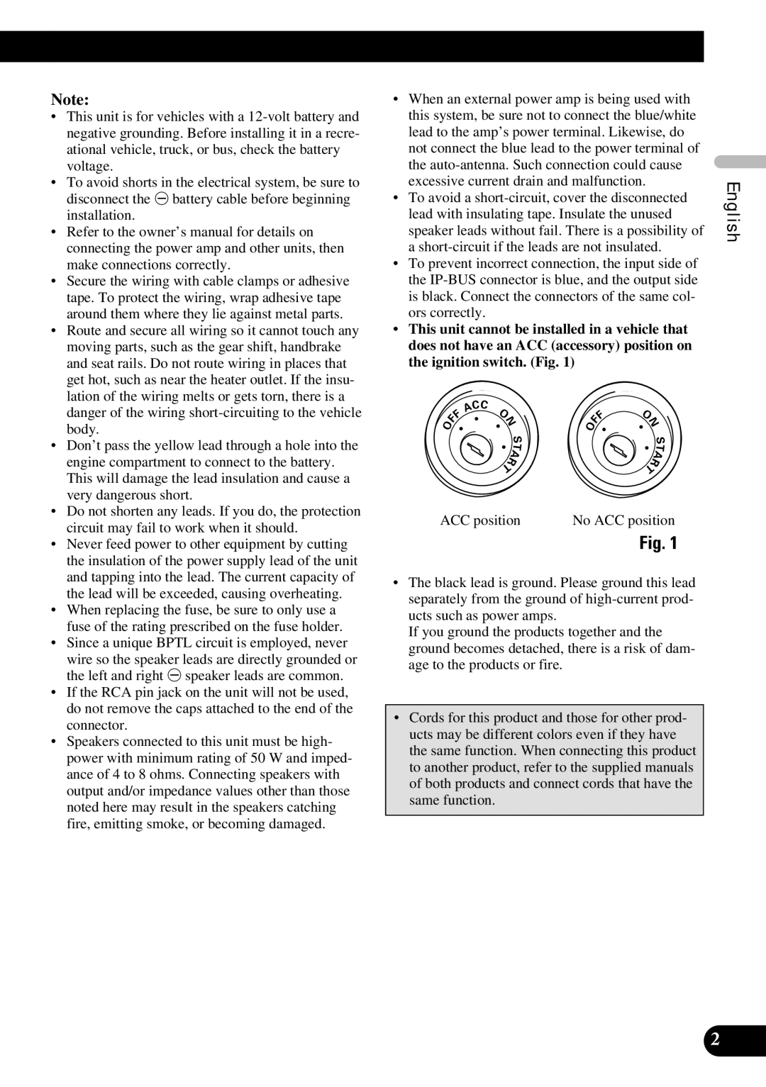 Pioneer AVH-P7600DVD installation manual Español Deutsch Français Italiano Nederlands 