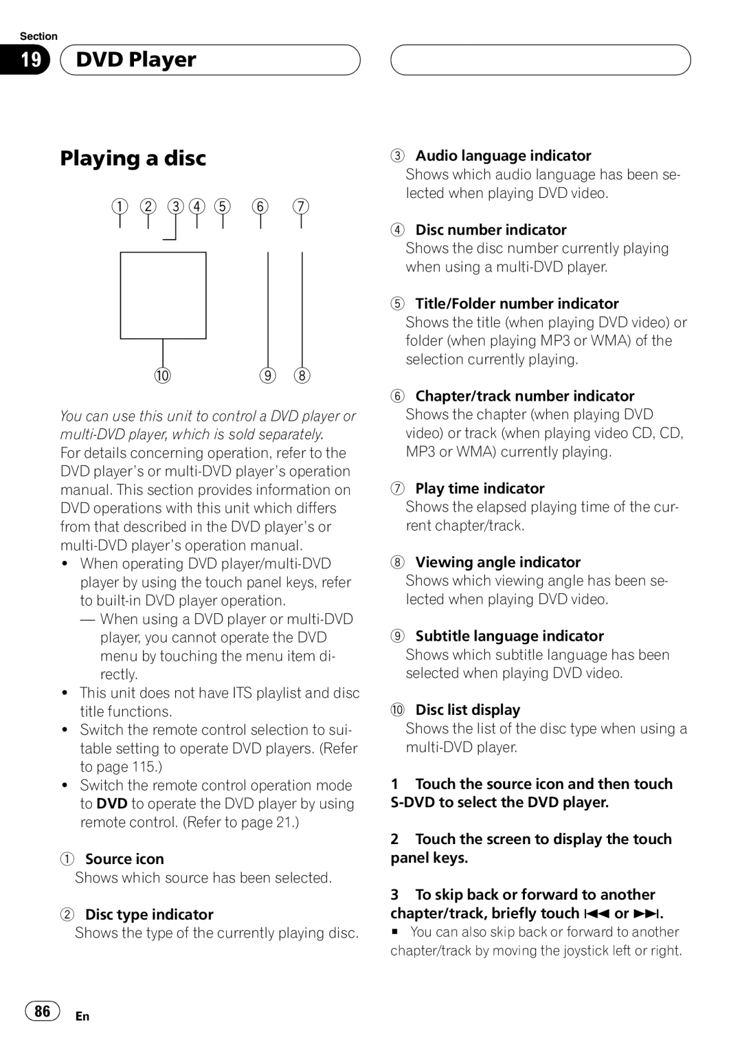 Pioneer AVH-P7800DVD operation manual DVD Player Playing a disc 