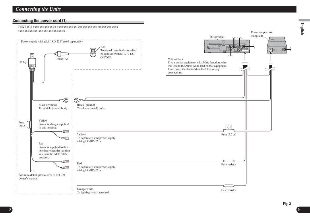 Pioneer AVH-P7850DVD installation manual Connecting the power cord, Español Deutsch, Français, Italiano Nederlands PyÒÒÍËÈ 