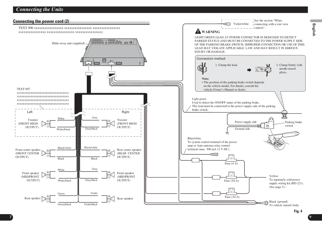 Pioneer AVH-P7850DVD installation manual Deutsch, Switch Italiano, Nederlands 