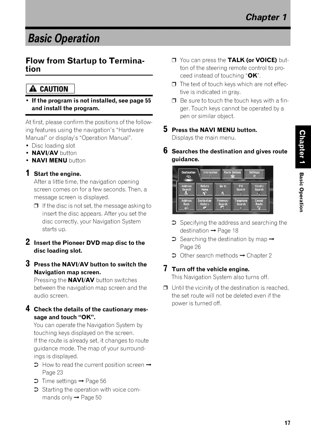 Pioneer AVIC-9DVD, AVIC-80DVD operation manual Flow from Startup to Termina- tion 