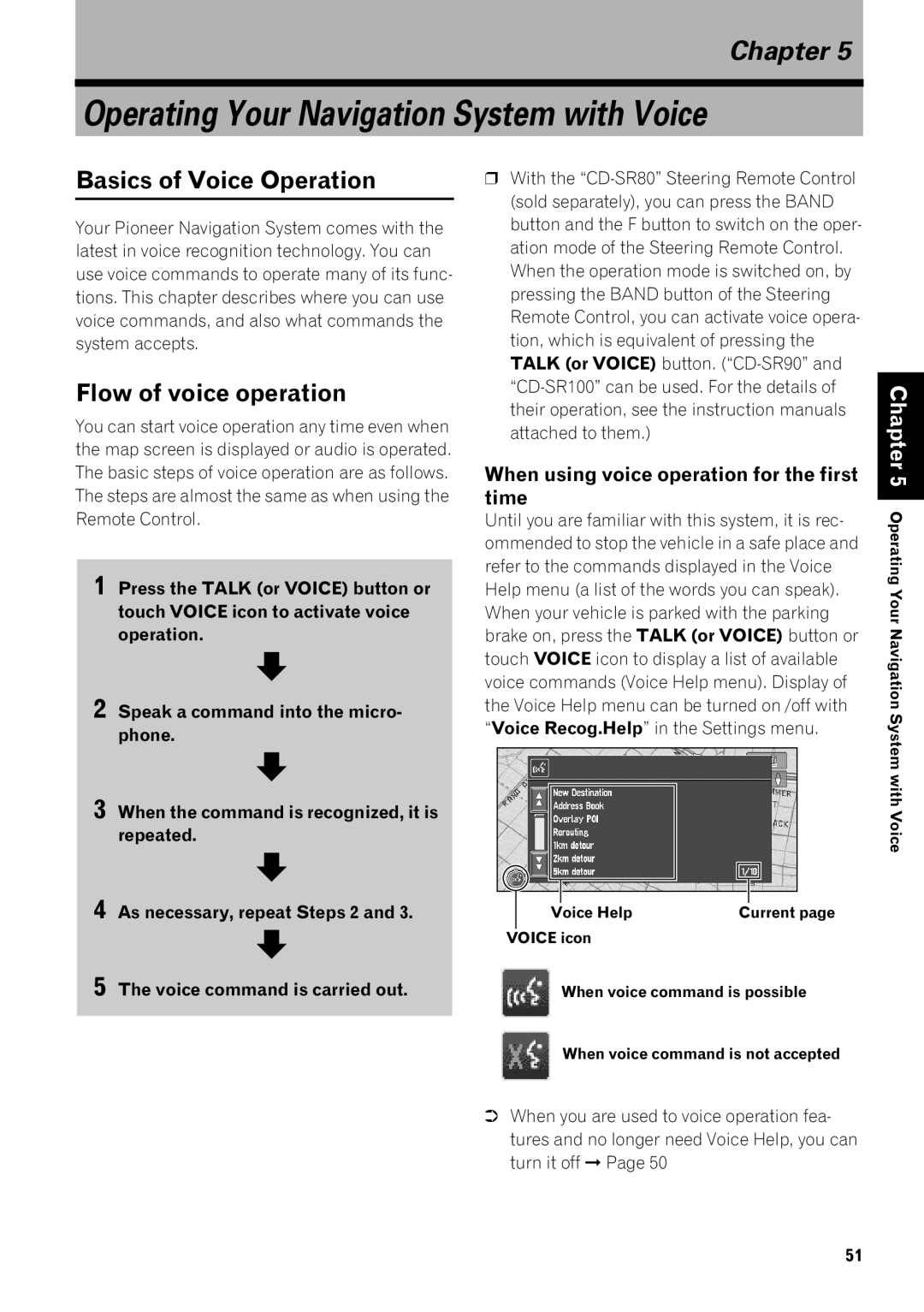 Pioneer AVIC-9DVD Basics of Voice Operation, Flow of voice operation, When using voice operation for the first time 