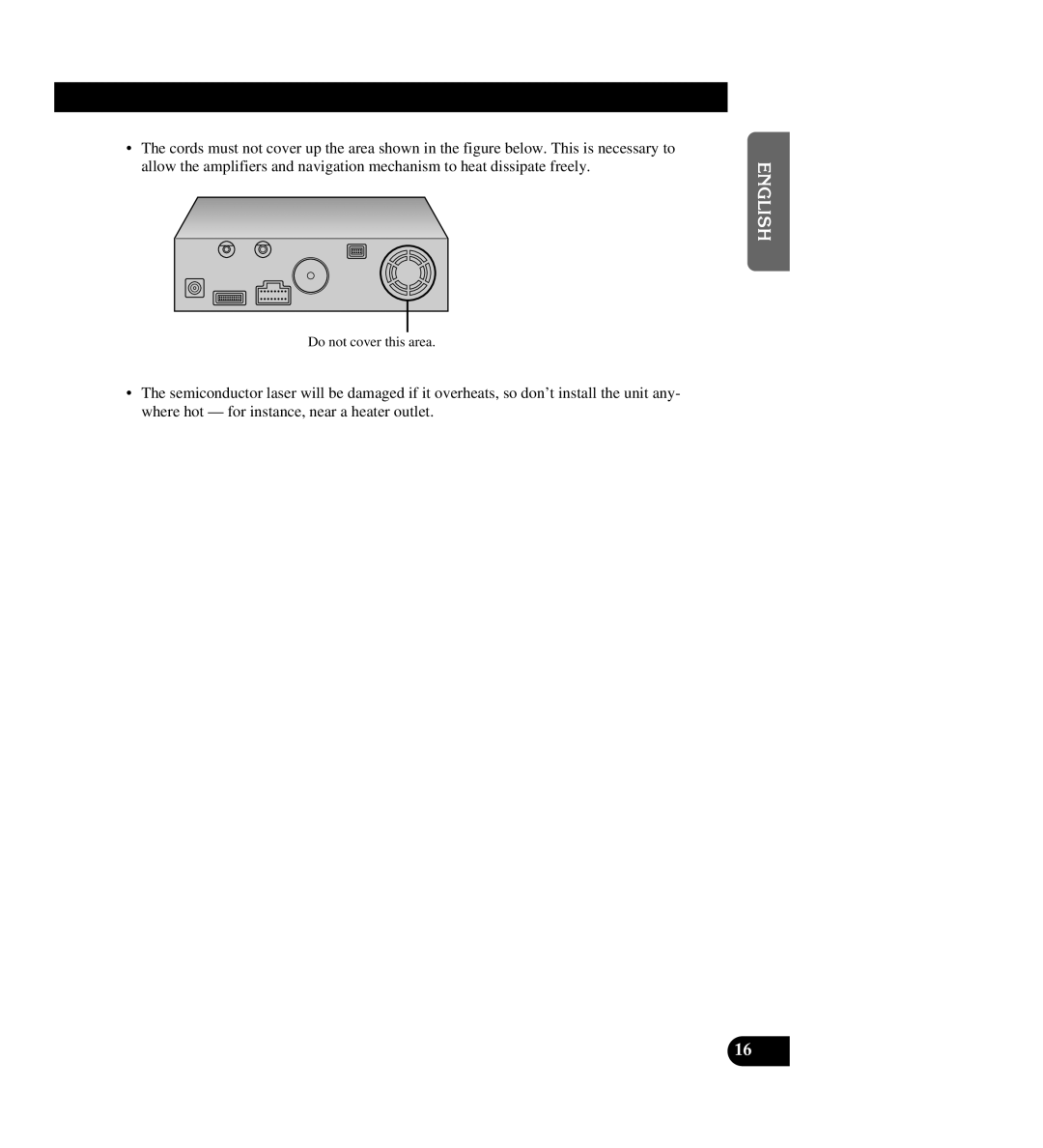 Pioneer AVIC-88DVD installation manual Do not cover this area 