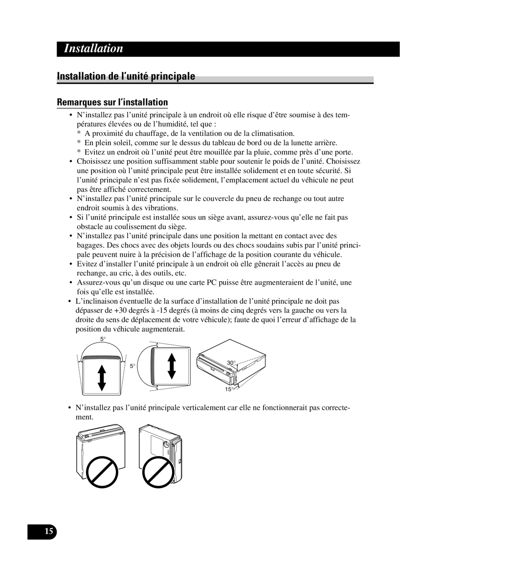 Pioneer AVIC-88DVD installation manual Installation de l’unité principale, Remarques sur l’installation 