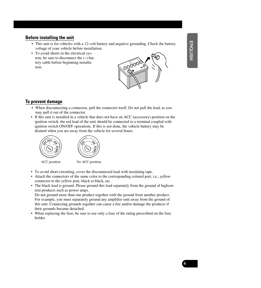 Pioneer AVIC-88DVD installation manual Before installing the unit, To prevent damage 