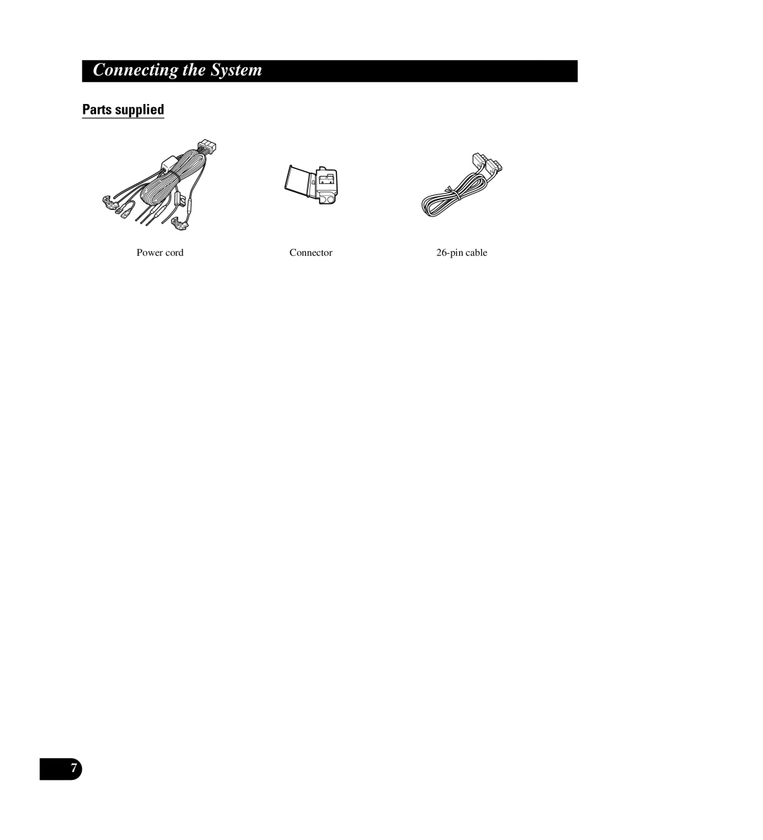 Pioneer AVIC-88DVD installation manual Parts supplied, Power cord Connector 