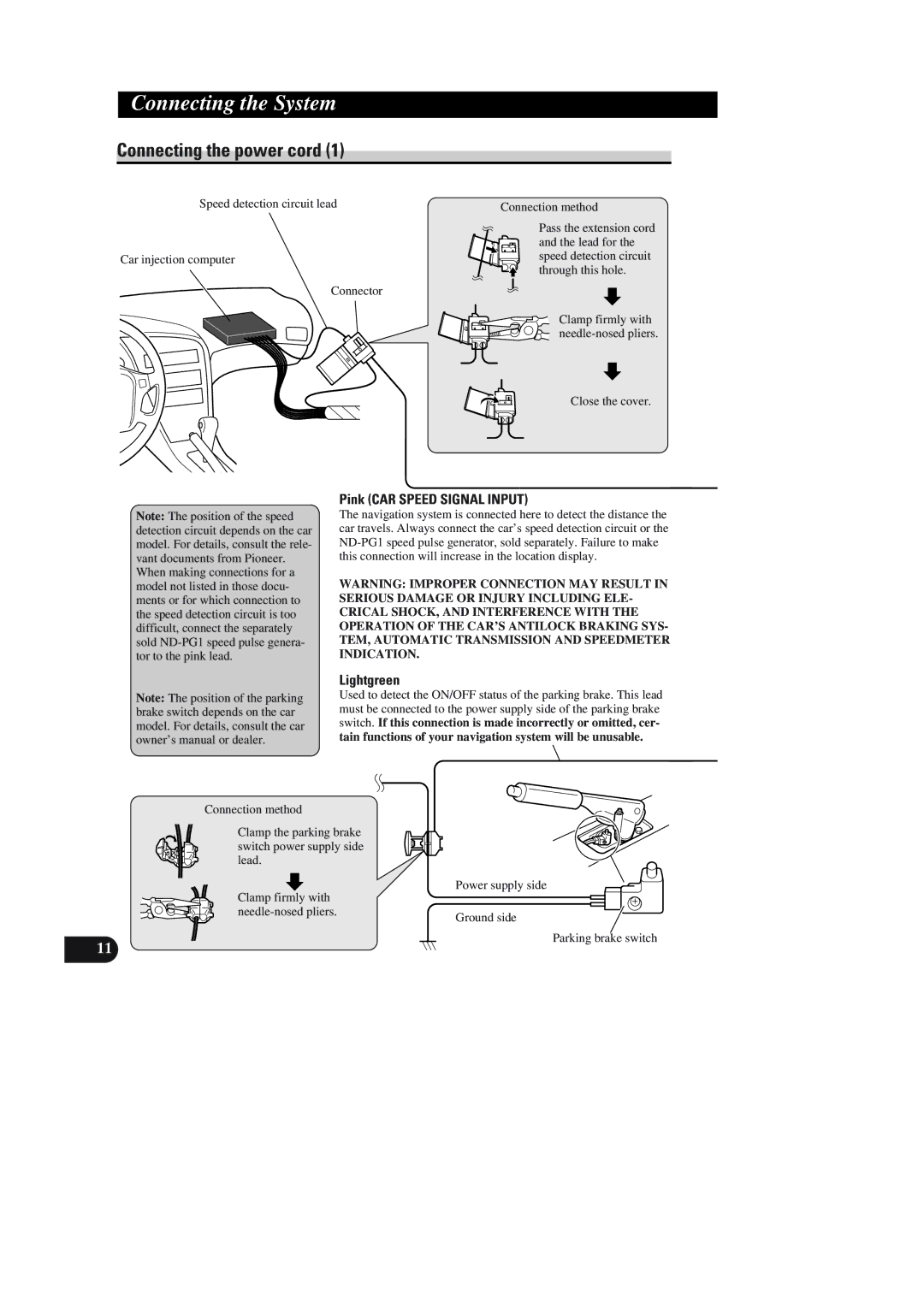 Pioneer AVIC-90DVD installation manual Connecting the power cord, Clamp firmly with needle-nosed pliers Close the cover 