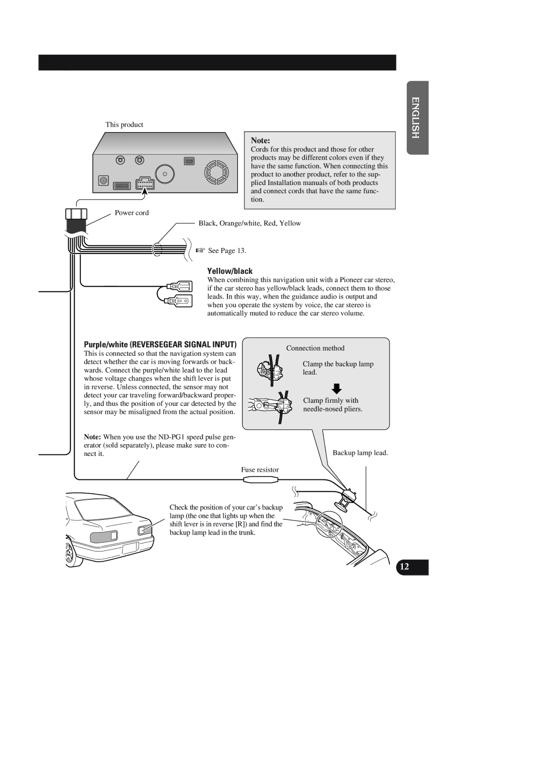 Pioneer AVIC-90DVD installation manual This is connected so that the navigation system can, Nect it, Fuse resistor 