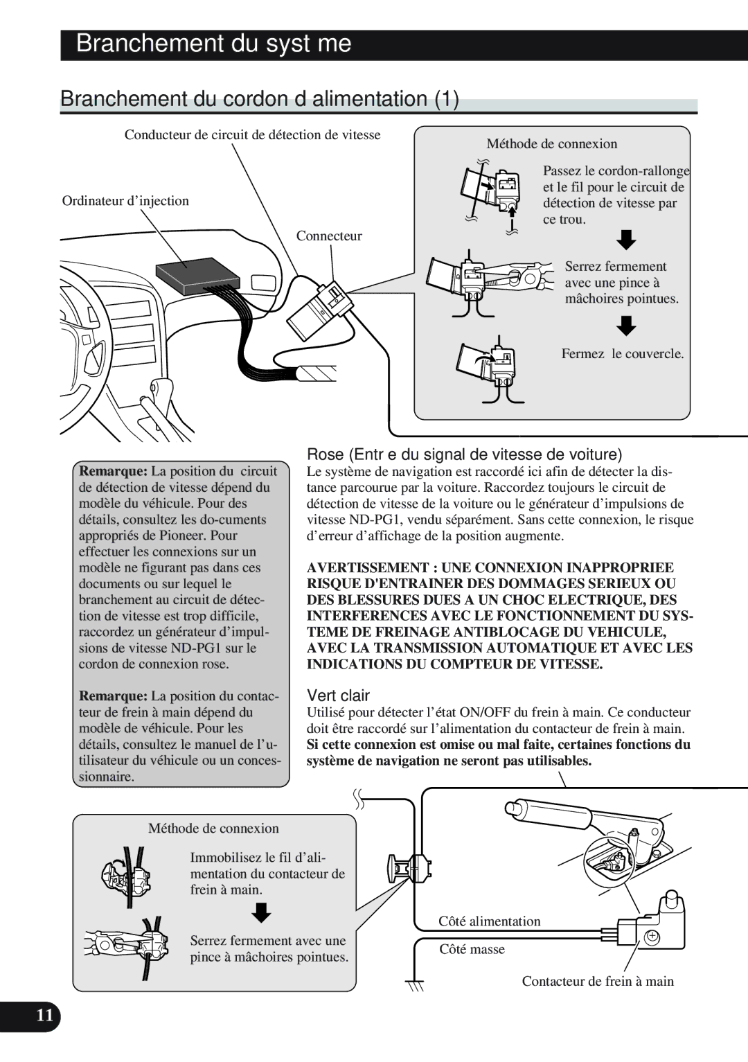 Pioneer AVIC-90DVD installation manual Branchement du cordon d’alimentation, Fermez le couvercle 