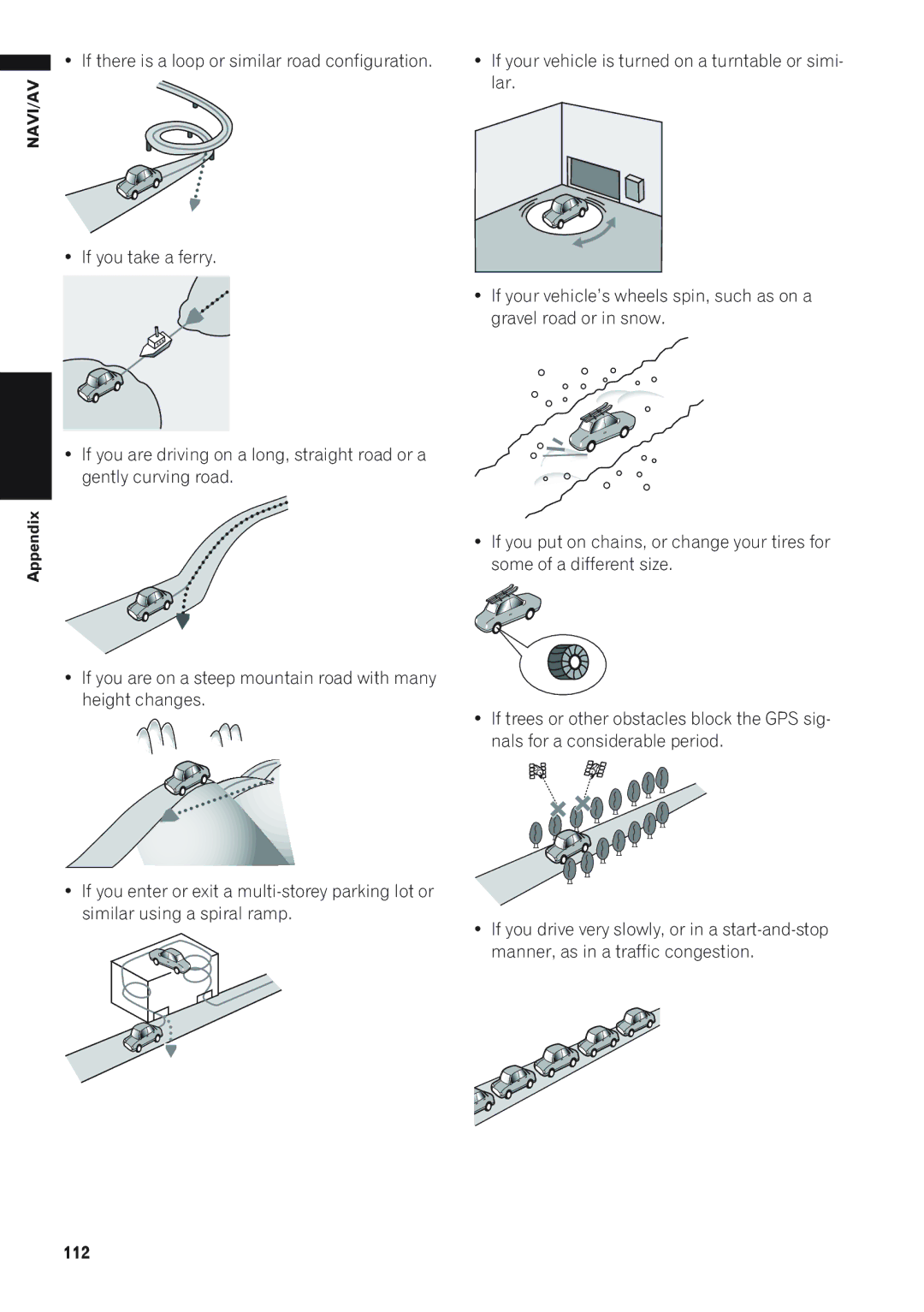 Pioneer AVIC-D1 operation manual If there is a loop or similar road configuration, 112 