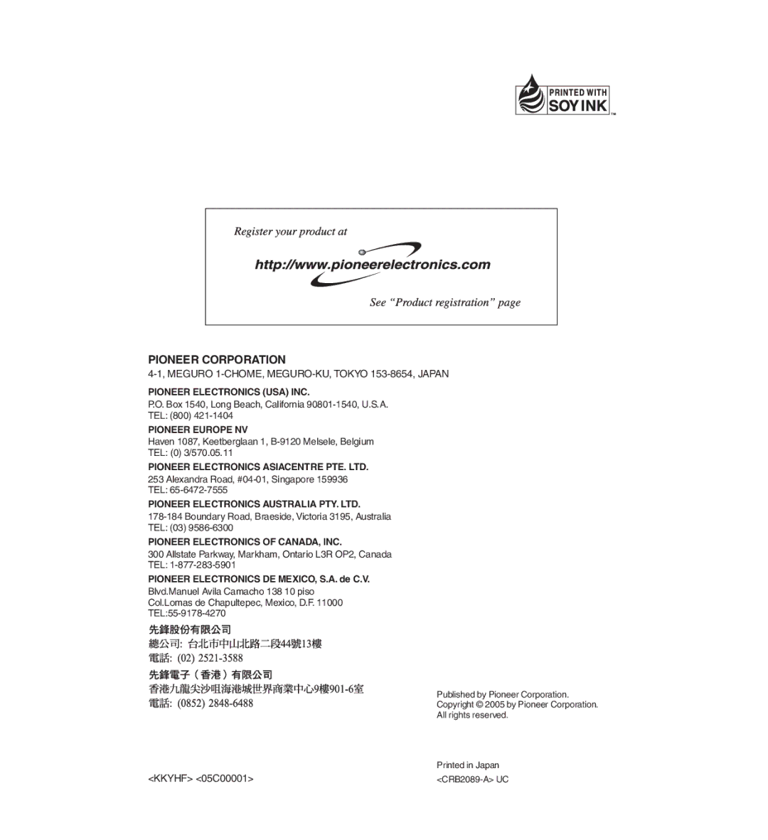 Pioneer AVIC-D1 operation manual Pioneer Corporation 