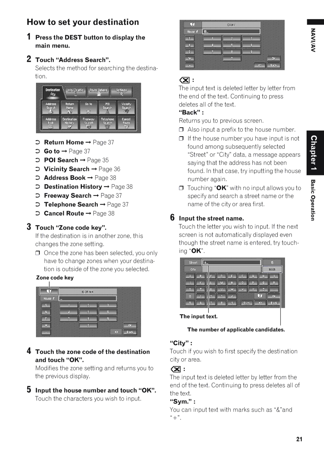 Pioneer AVIC-D1 operation manual How to set your destination 