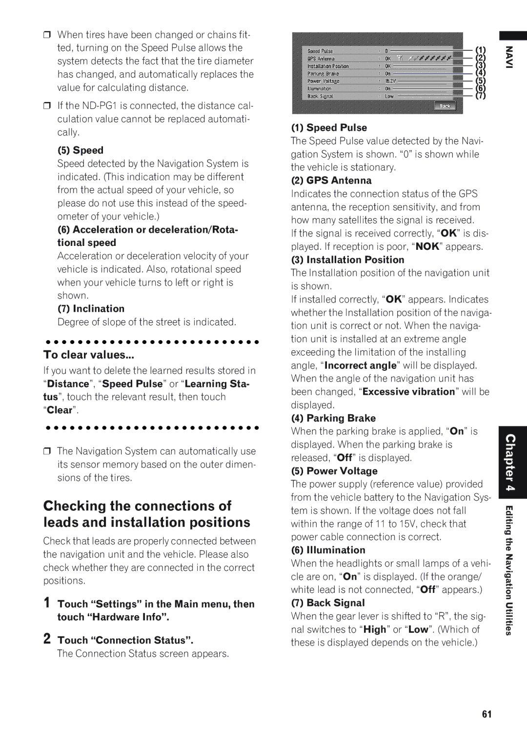 Pioneer AVIC-D1 operation manual To clear values 