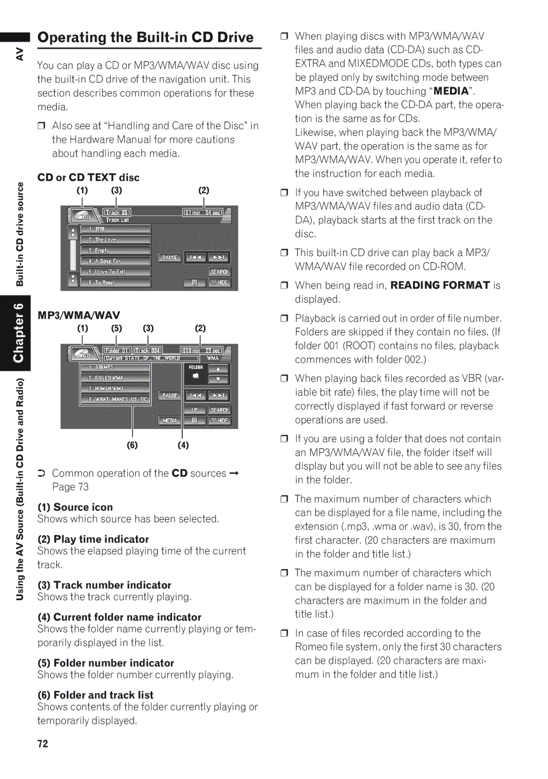 Pioneer AVIC-D1 operation manual Operating the Built-in CD Drive 