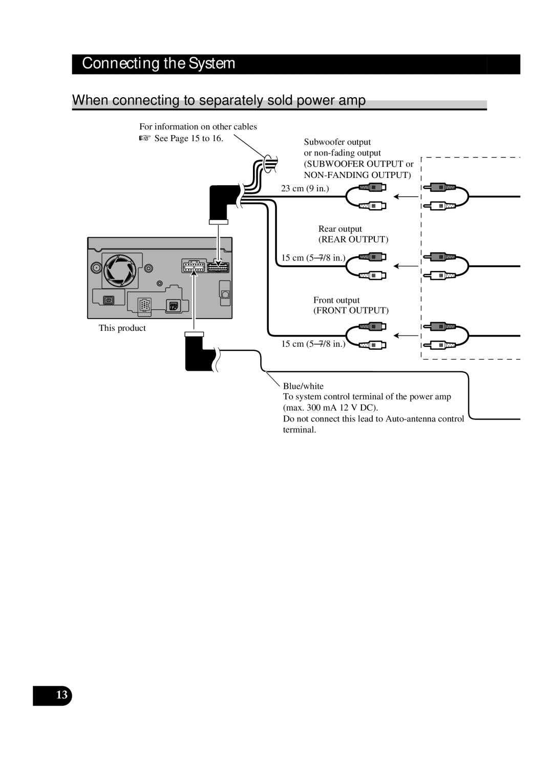 Pioneer AVIC-D2 installation manual When connecting to separately sold power amp, Front Output 