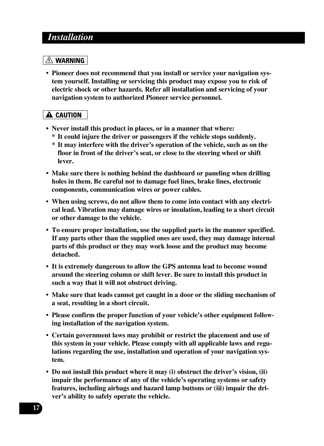 Pioneer AVIC-D2 installation manual Installation 